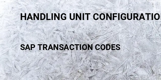 Handling unit configuration ewm Tcode in SAP