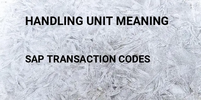 Handling unit meaning Tcode in SAP