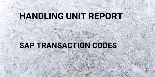 Handling unit report Tcode in SAP
