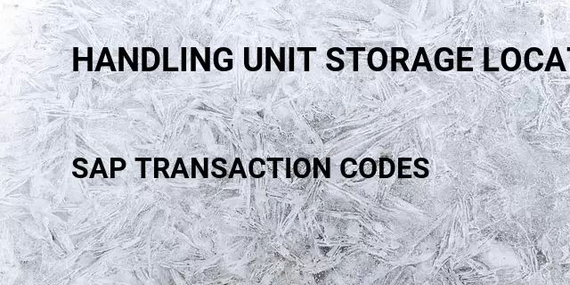 Handling unit storage location report Tcode in SAP