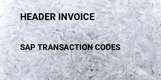 Header invoice Tcode in SAP