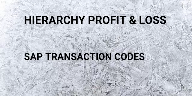 Hierarchy profit & loss Tcode in SAP