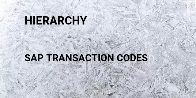 Hierarchy Tcode in SAP