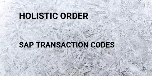 Holistic order  Tcode in SAP