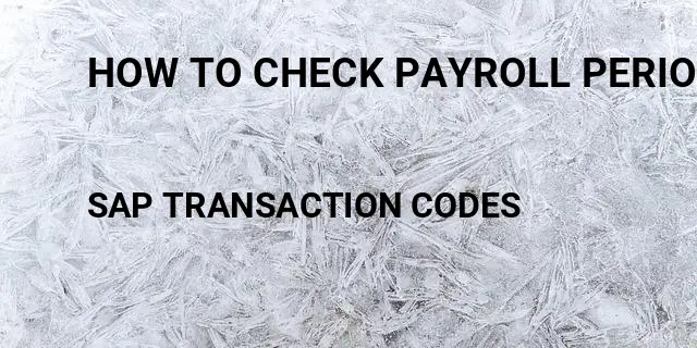 How to check payroll period Tcode in SAP