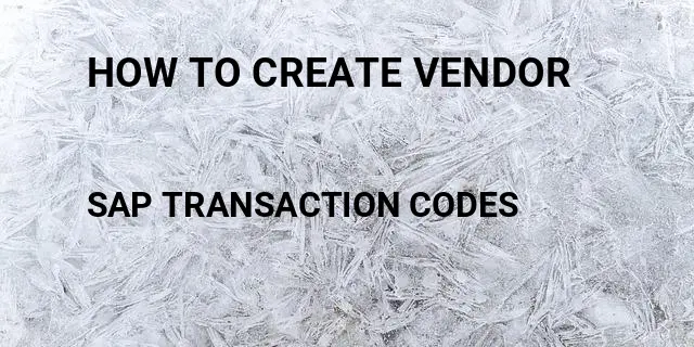 How to create vendor Tcode in SAP