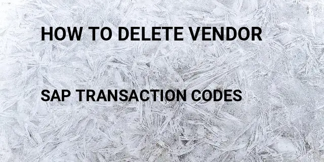 How to delete vendor Tcode in SAP