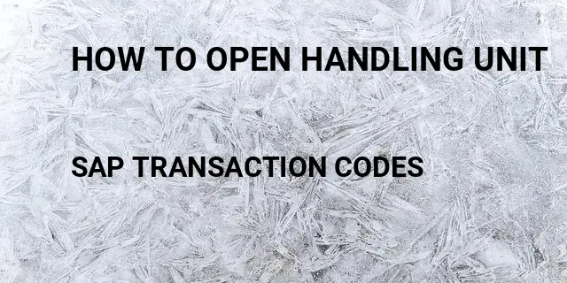 How to open handling unit Tcode in SAP