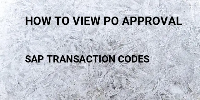 How to view po approval Tcode in SAP