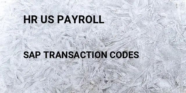 Hr us payroll Tcode in SAP
