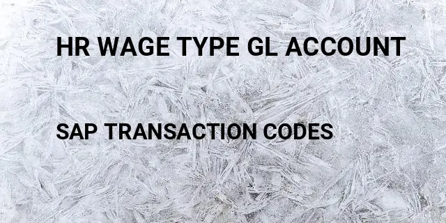 Hr wage type gl account Tcode in SAP