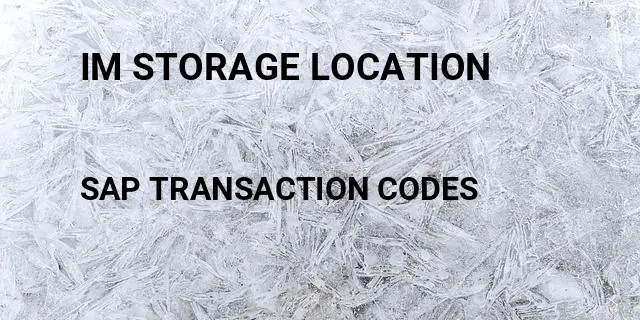 Im storage location Tcode in SAP