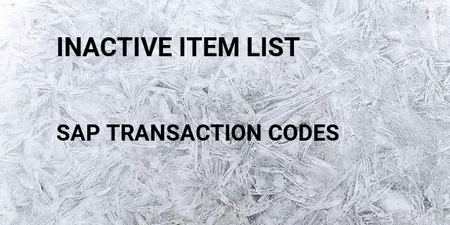 Inactive item list Tcode in SAP
