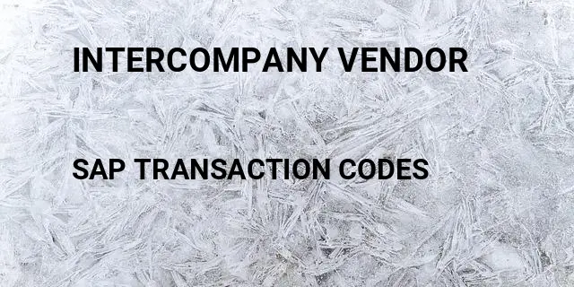 Intercompany vendor Tcode in SAP