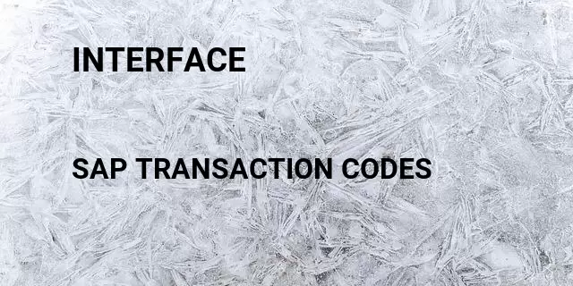 Interface Tcode in SAP