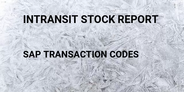 Intransit stock report Tcode in SAP