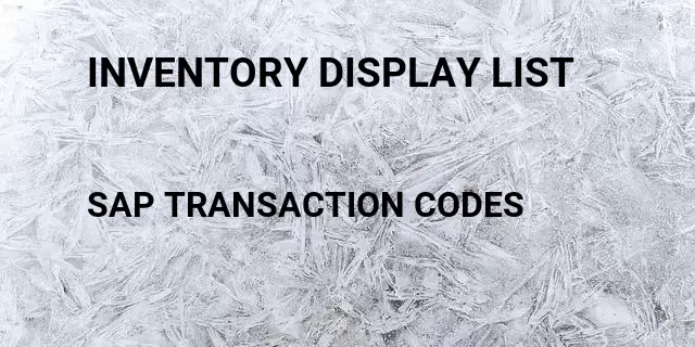 Inventory display list Tcode in SAP