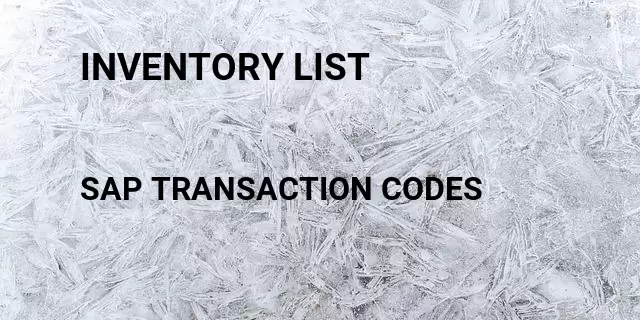 Inventory list Tcode in SAP