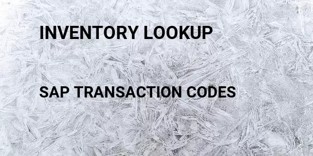 Inventory lookup Tcode in SAP