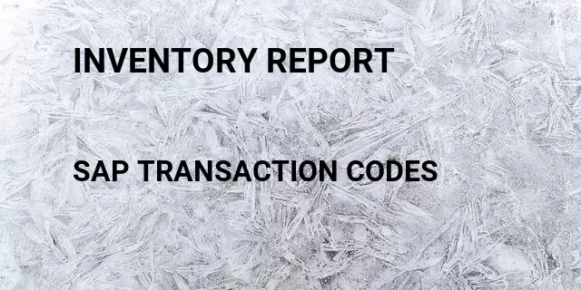 Inventory report Tcode in SAP