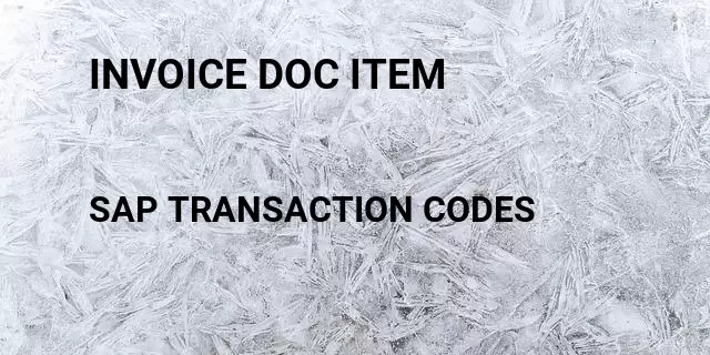 Invoice doc item Tcode in SAP