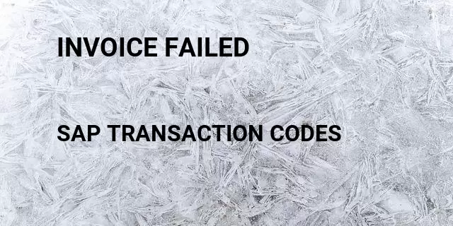Invoice failed Tcode in SAP