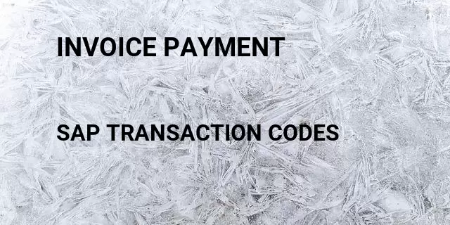 Invoice payment Tcode in SAP