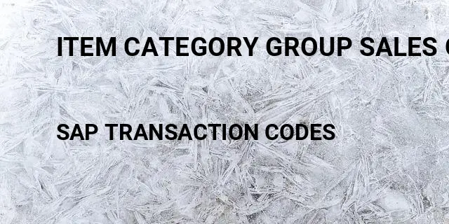 Item category group sales order Tcode in SAP
