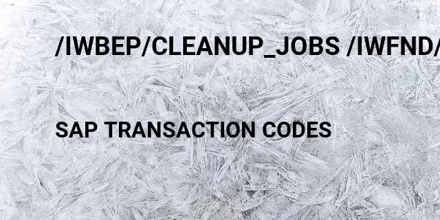 /iwbep/cleanup_jobs /iwfnd/view_logs Tcode in SAP