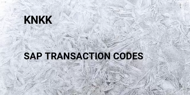 Knkk Tcode in SAP