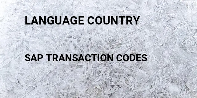 Language country Tcode in SAP