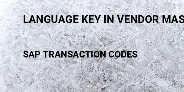 Language key in vendor master sap Tcode in SAP