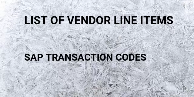 List of vendor line items Tcode in SAP