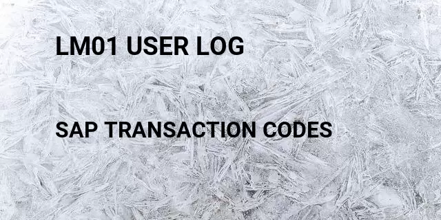 Lm01 user log Tcode in SAP