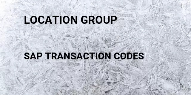 Location group Tcode in SAP