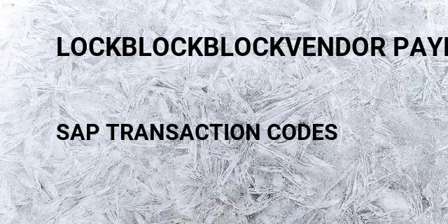 Lockblockblockvendor payment block Tcode in SAP