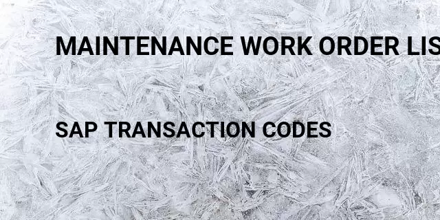 Maintenance work order list Tcode in SAP