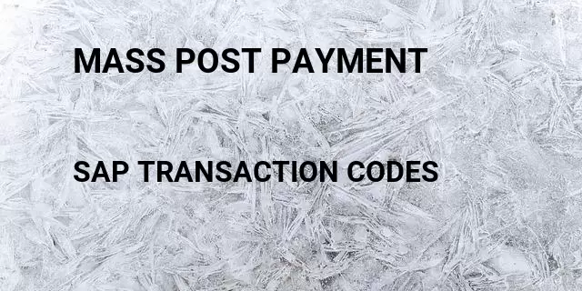 Mass post payment Tcode in SAP