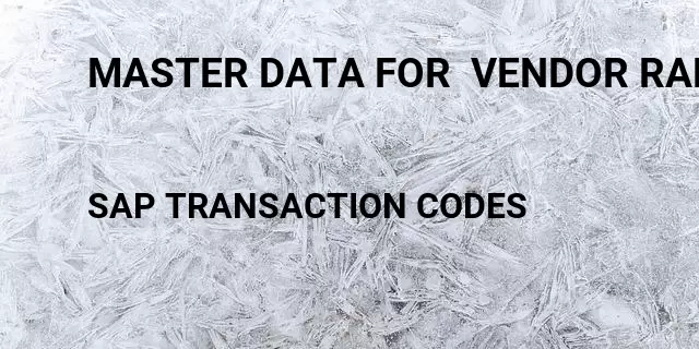 Master data for  vendor range Tcode in SAP