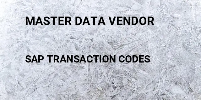 Master data vendor Tcode in SAP