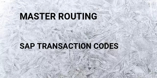 Master routing Tcode in SAP