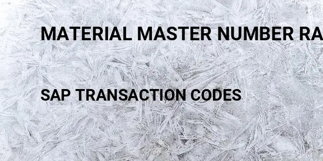 Material master number range assignment Tcode in SAP