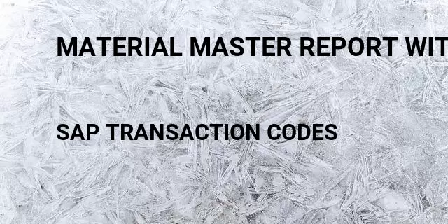 Material master report with profit center Tcode in SAP