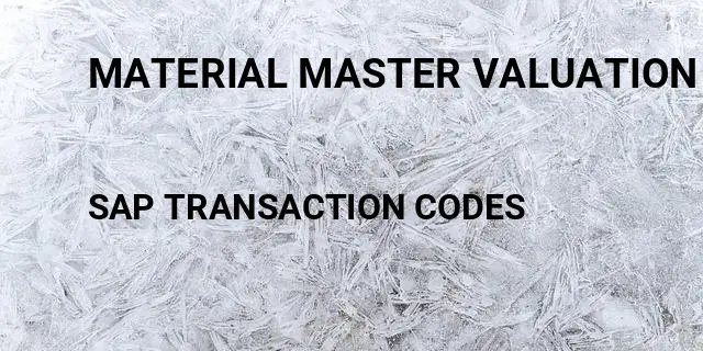 Material master valuation class Tcode in SAP