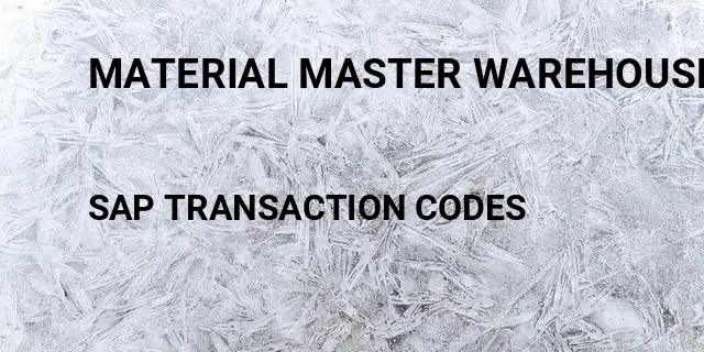 Material master warehouse management view Tcode in SAP