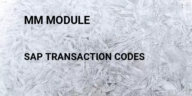 Mm module Tcode in SAP