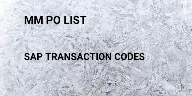 Mm po list Tcode in SAP