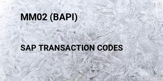 Mm02 (bapi) Tcode in SAP