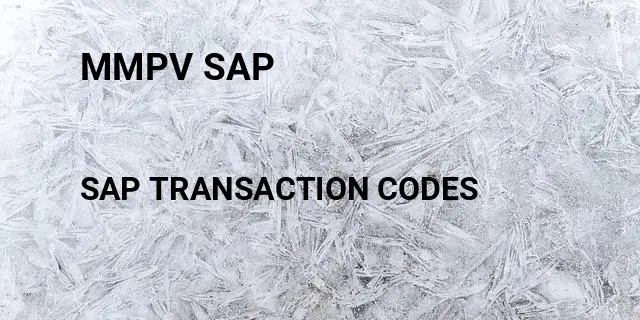 Mmpv sap Tcode in SAP