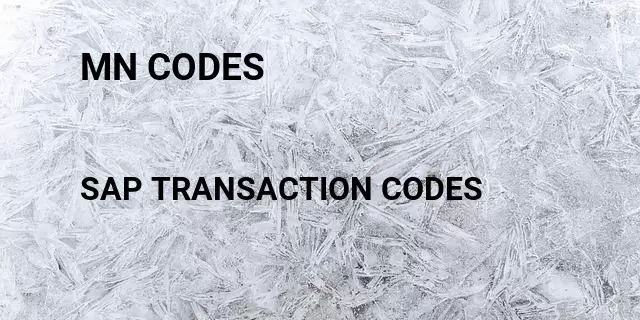 Mn codes  Tcode in SAP